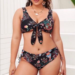 Shein Plus Tribal Knot Front Bikini